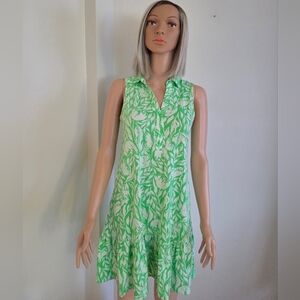 Lilly Pulitzer Riegan Fauna Green and White Dress Size XXS